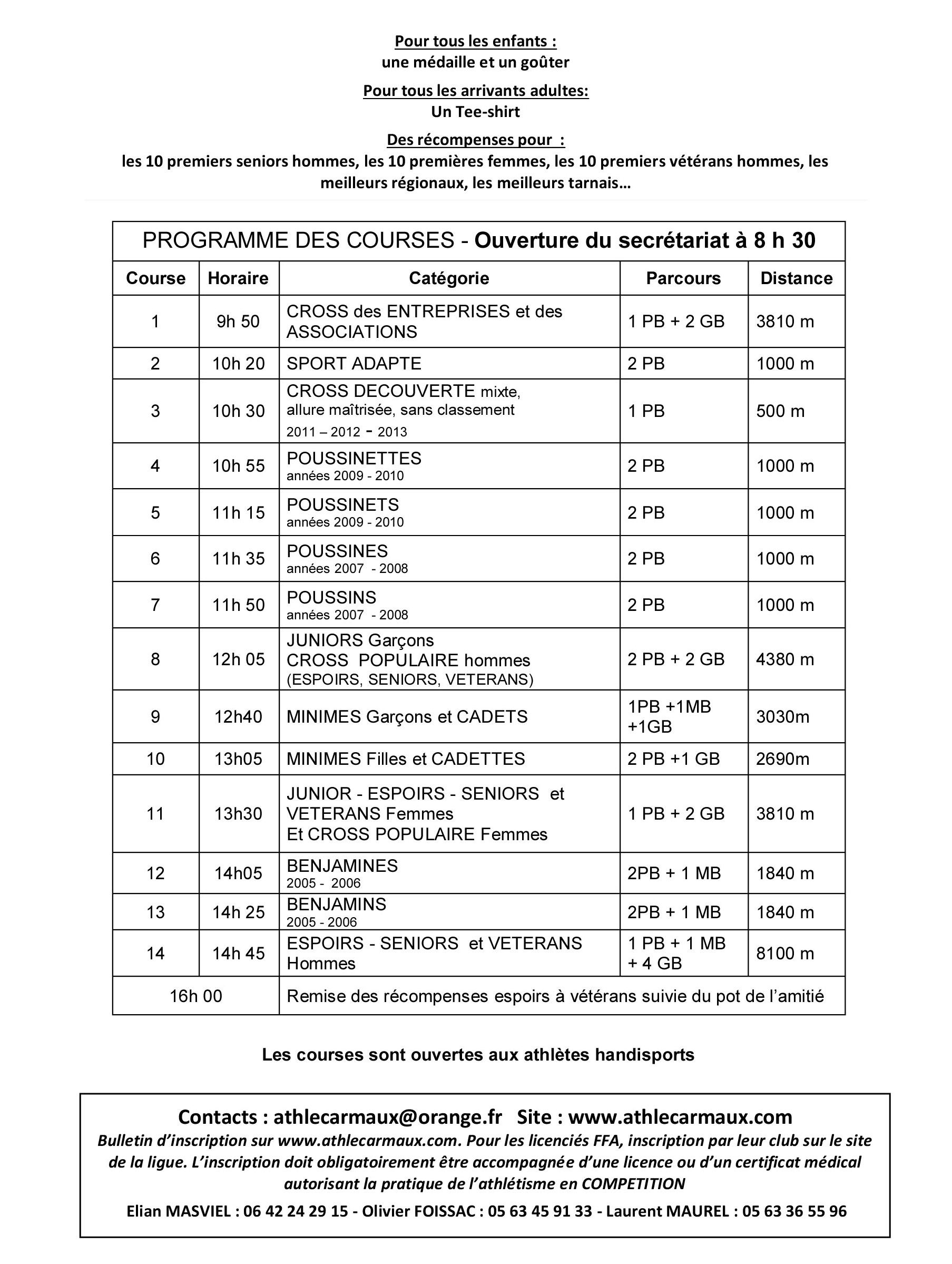 CROSSCarmaux PROGRAMME 2017
